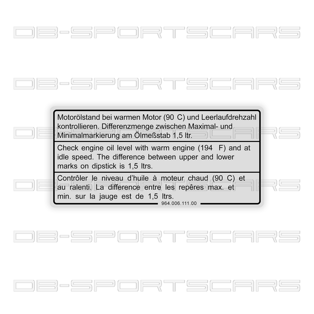 Porsche 964 / 993 - Motoroliestand sticker