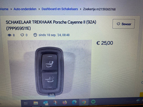 Porsche cayenne 92A- schakelaar trekhaak