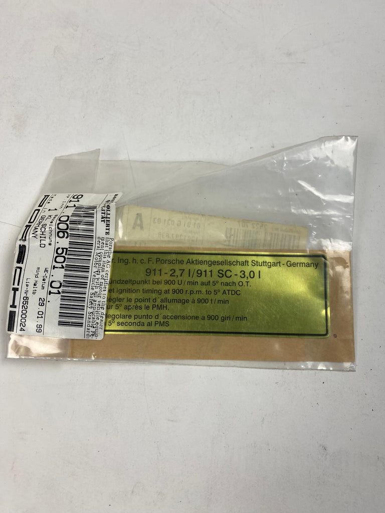 Porsche 911 - afstelgegevens sticker