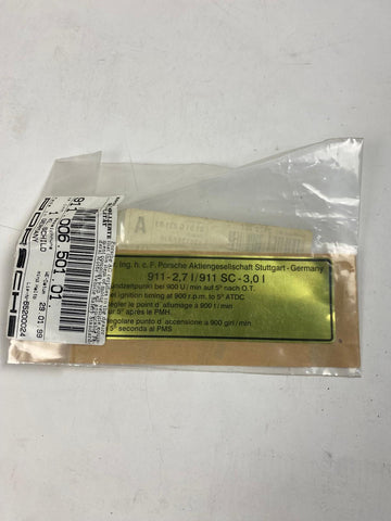 Porsche 911 - afstelgegevens sticker