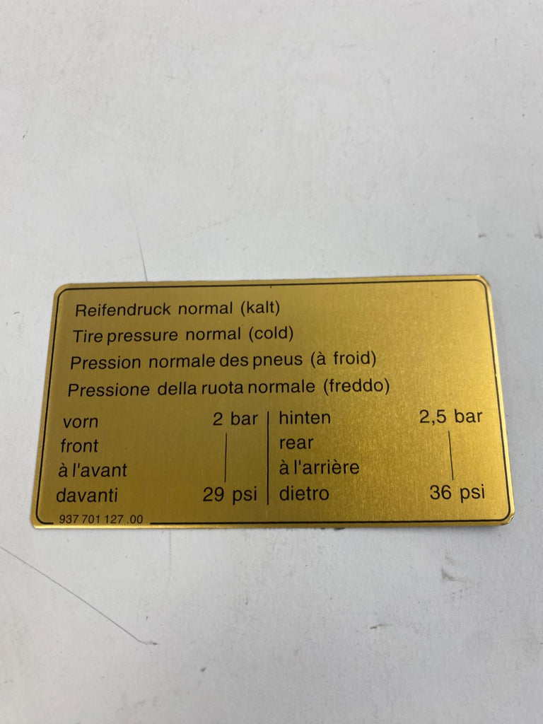 Porsche 911 - bandendruk aluminium sticker (goudkleurig)