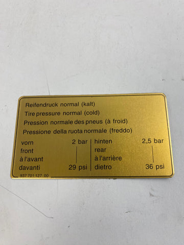 Porsche 911 - bandendruk aluminium sticker (goudkleurig)