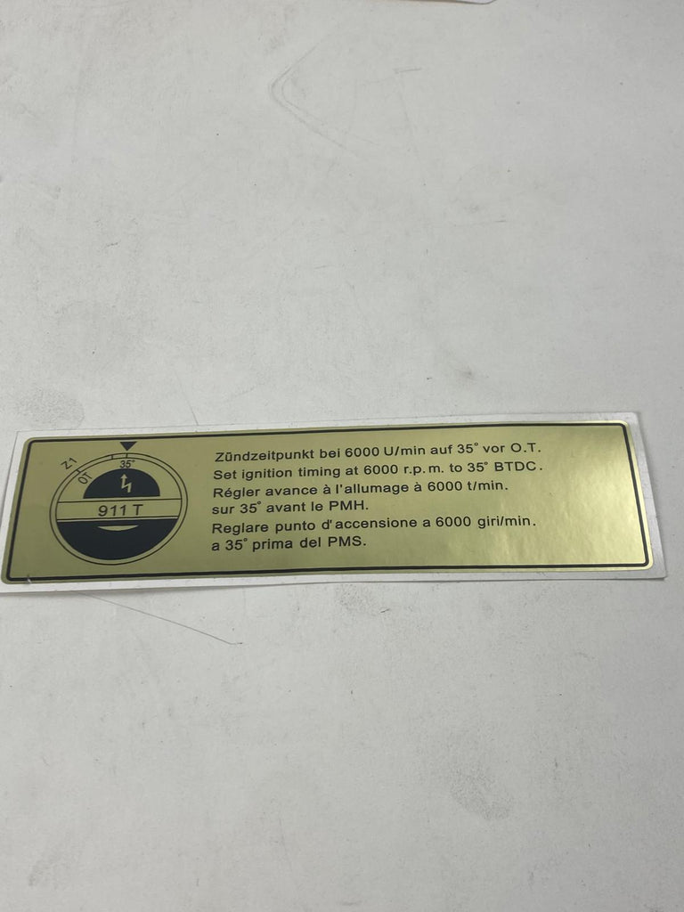 Porsche 911 - motorafstelgegevens sticker