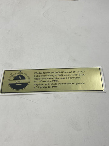 Porsche 911 - motorafstelgegevens sticker
