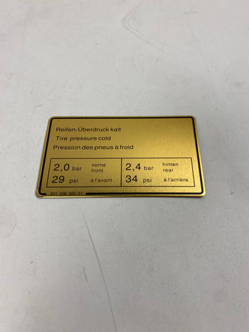 Porsche 911 - bandendruk sticker (aluminium)