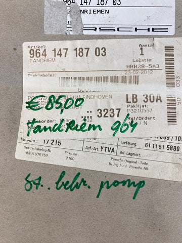 Porsche 964 / 993 - tandriem st.bekrachtiging