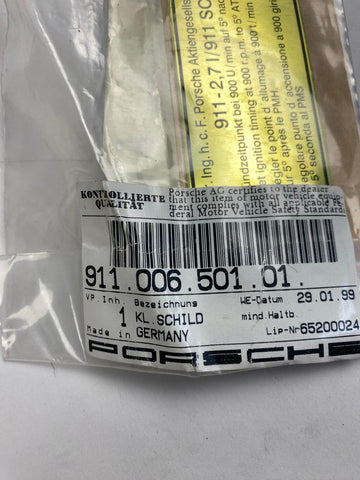 Porsche 911 - afstelgegevens sticker